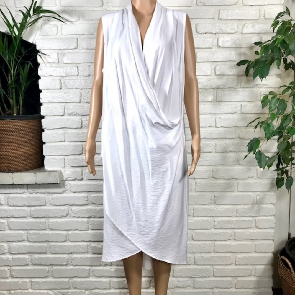 NWT White Toga Style Beach Coverup Easy Care Great for Travel! Sz XL